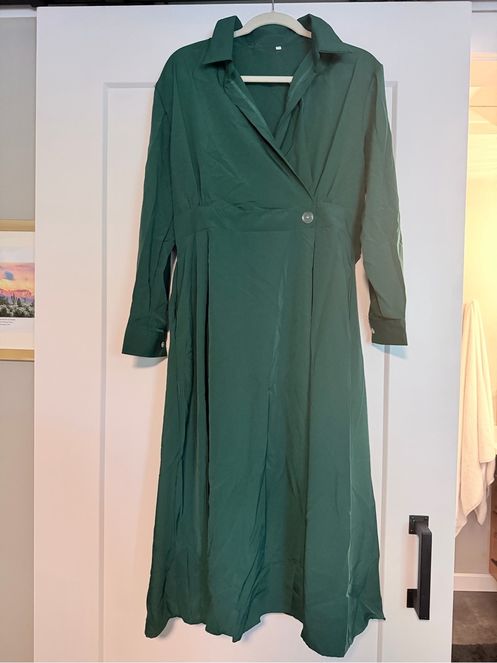 Green Women’s Long Sleeve Wrap Shirt Dress XXL but fits more like an XL